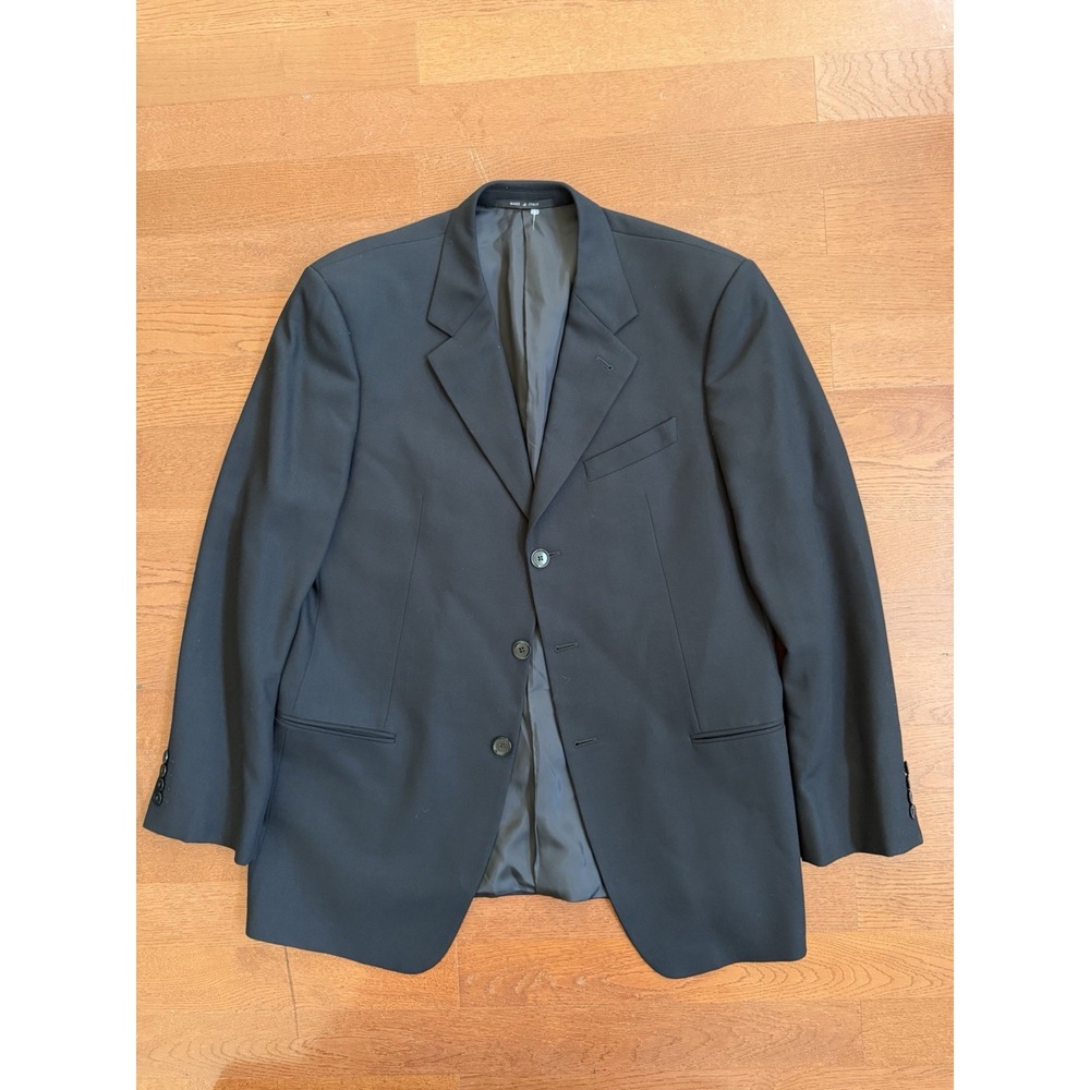 Armani Collezioni 100% Wool Blazer Black Mens 42 R Made In Italy